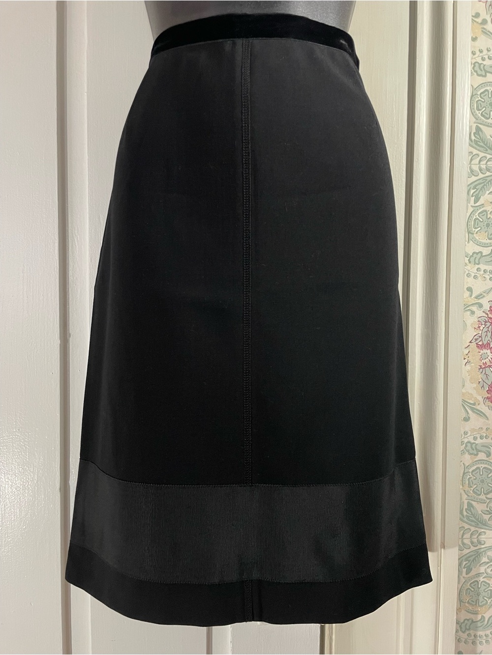 PRADA Black Wool Blend Skirt with Velvet Waistband